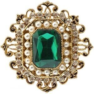 Women's Antique Green Rhinestone Rectangle Crystal Brooches Pins Jewellery